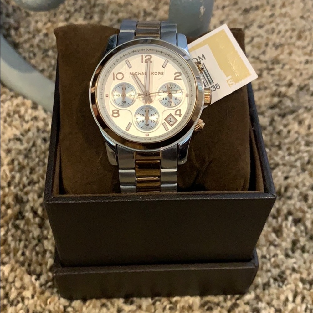 Silver and rose gold Michael kors watch